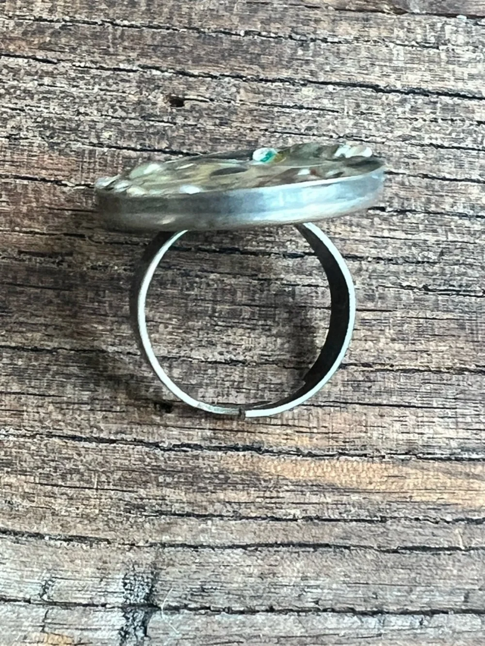 Handcrafted Silver-Tone Round Statement ring with Multicolor Accents